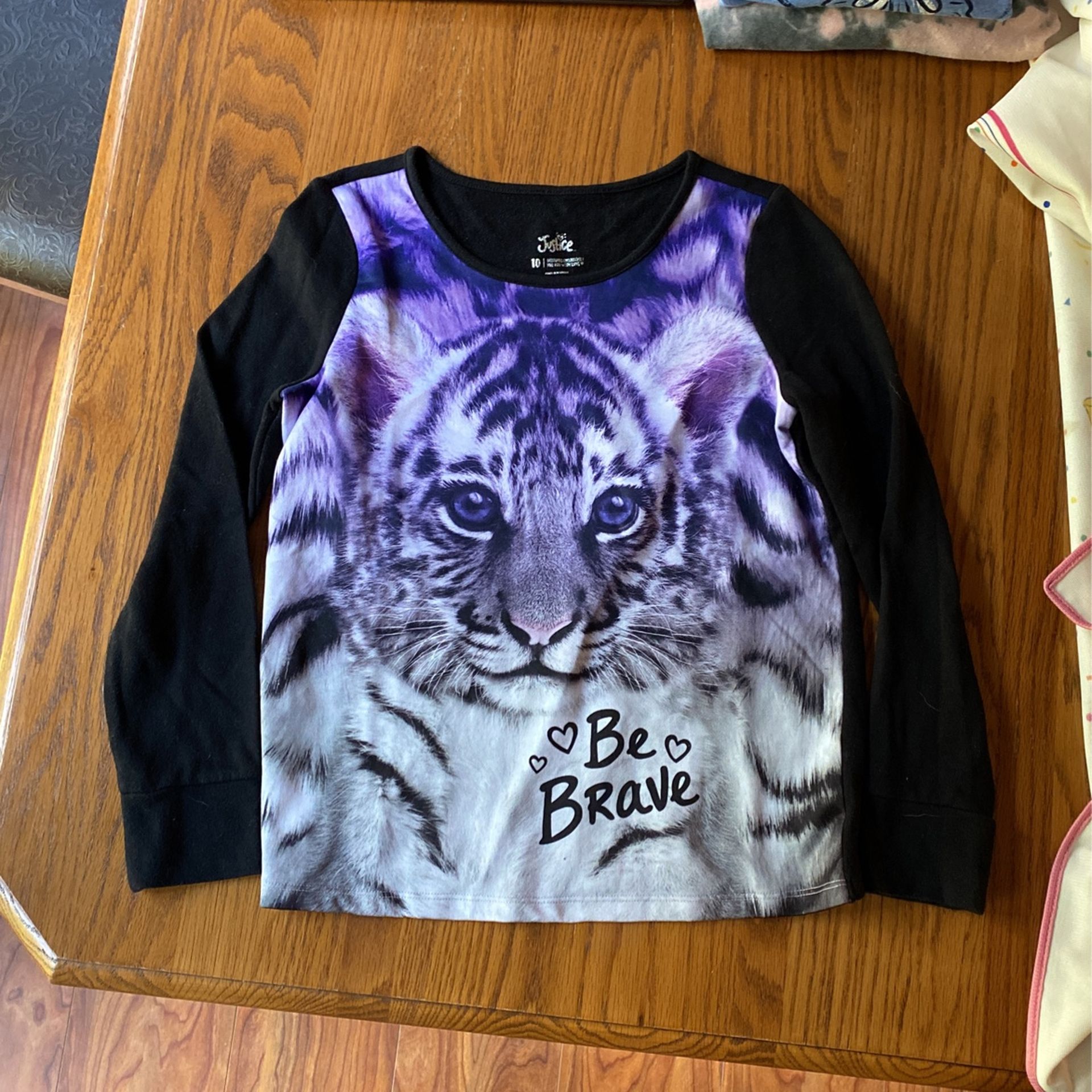 Justice Size 10 Be Brave Long Sleeve Top