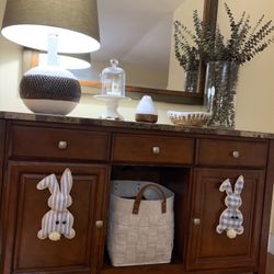 Beautiful Solid Wood Buffet Console Entrance Table Bar Marble Top