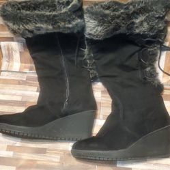 Rampage Westler Black Fur Heel Boots Size 9