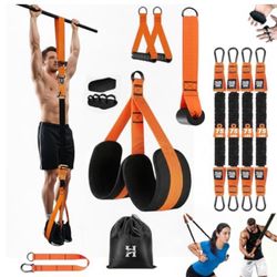 Adjustable Pull Up Assistance Bands with Foot and Knee Support, Heavy Duty Resistance Bands for Pull Up Bar, Full Body Strength Training System for Ho