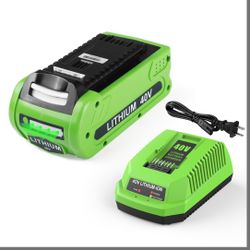 Powilling 3.5Ah 29472 29462 Lithium-Ion Battery Replacement For Greenworks 40V Battery And Charger.