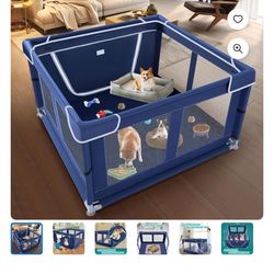 42x42 Inches Puppy Playpen with Gate, Dog Playpen for Puppies or Small Dogs, DogFence Pet Playpen for Indoor & Outdoor, Sturdy Safety DogPen with Thic