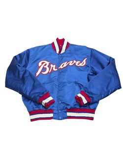Vintage 80s Atlanta Braves MLB Satin Bomber Jacket Size Large