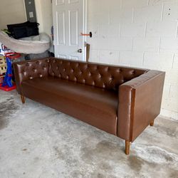 90" Faux Leather Sofa