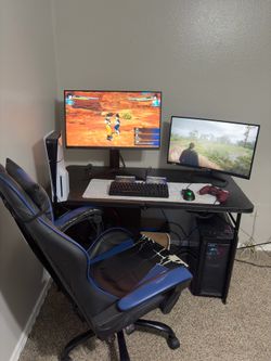 Full PC + Ps5 slim+ 2  gaming Monitor +Game+ Keyboard + Mouse + Chair