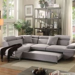 Brand New Gray Sectional Sofa with Sleeper