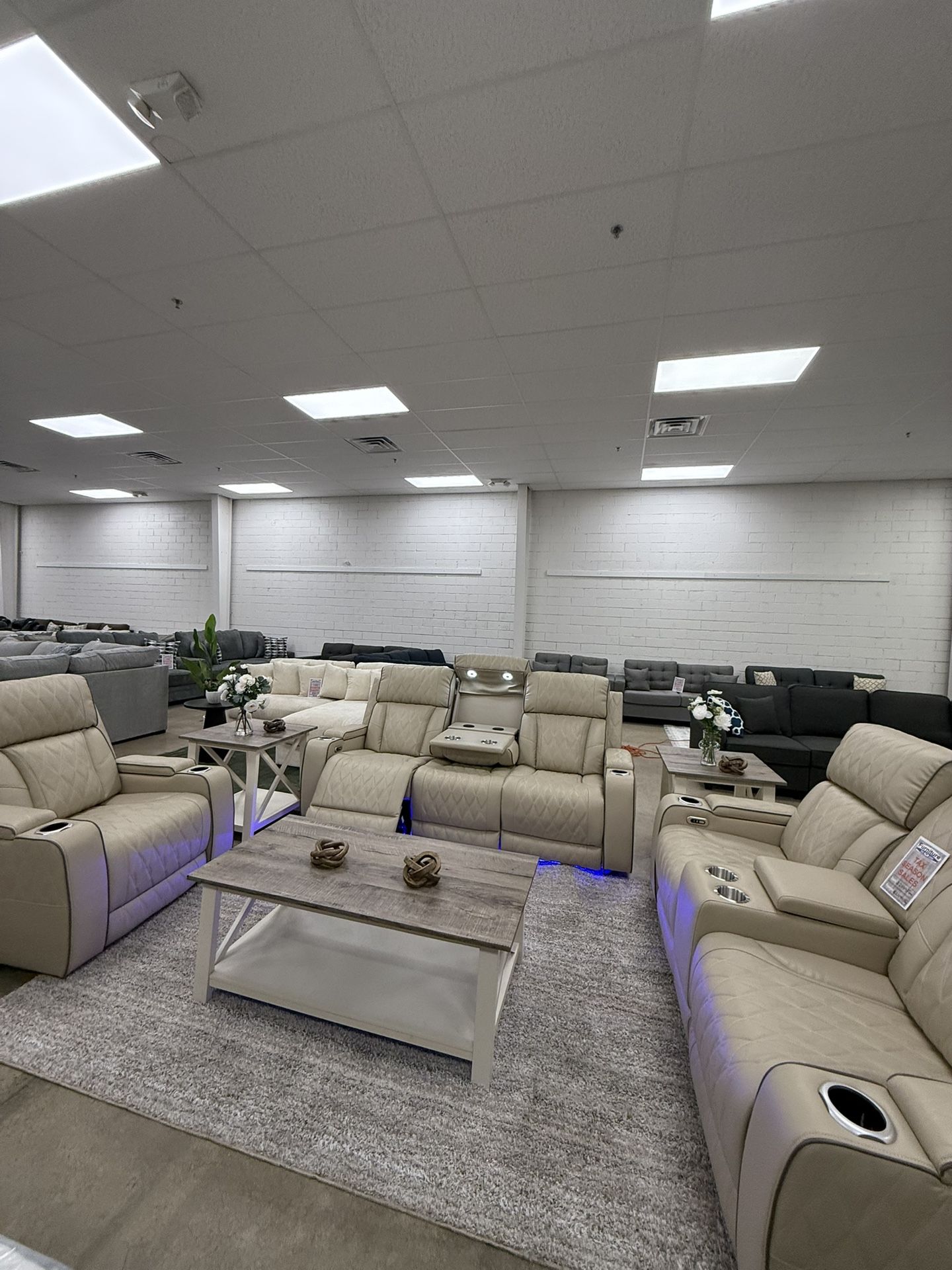 Sofa, Love And Chair, Reclining Set Storage, Led Lights, Charging Station And Wireless Charging