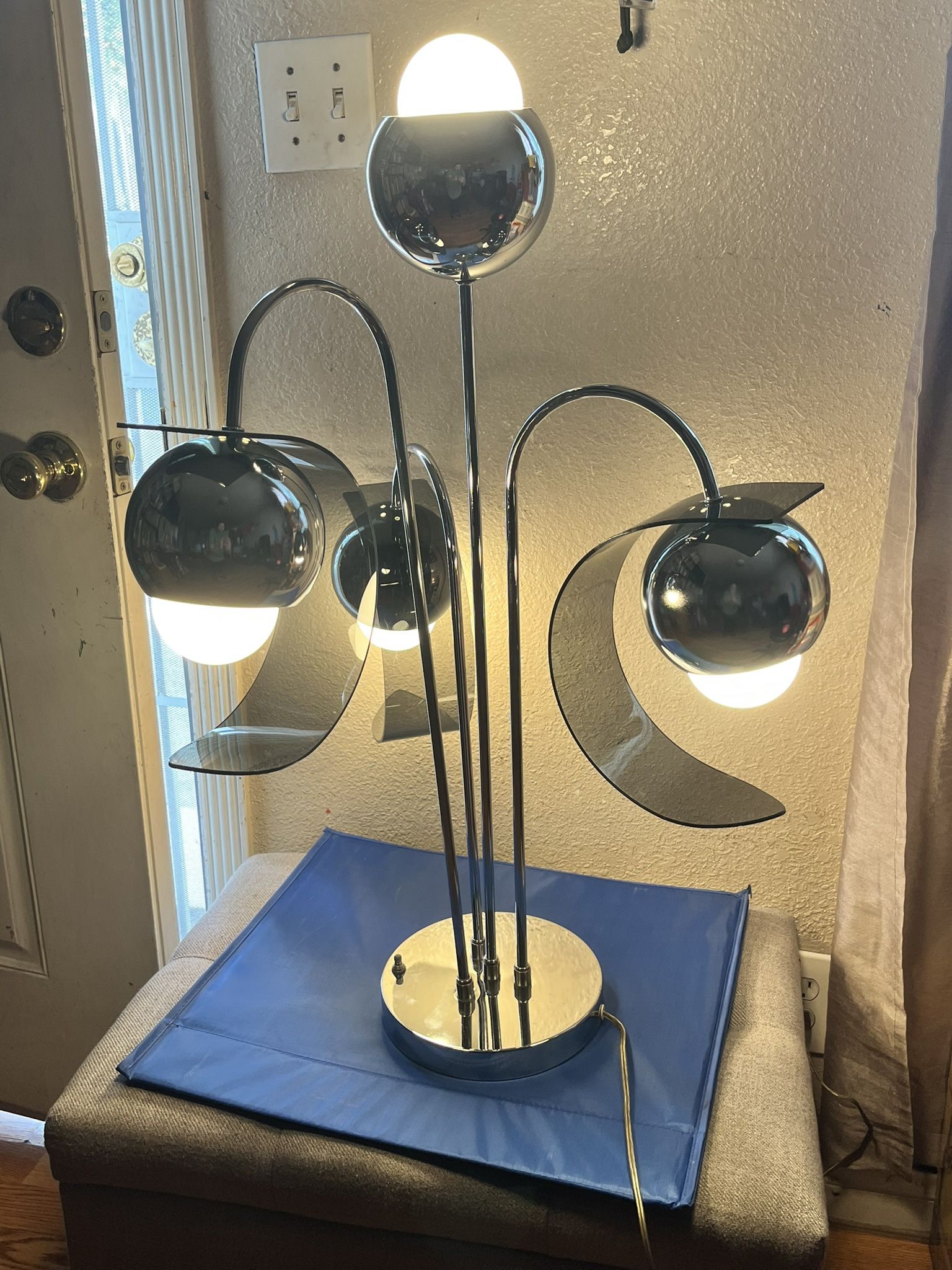 Vintage Chrome Waterfall Lamp Mid Century Sonneman Orb Light 1970s