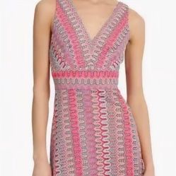 Donna Morgan Women's V-Neck Sleeveless Ruffle Hem Crochet Mini Dress Sz 12