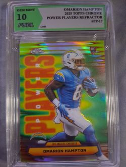 2025 topps chrome rookie card Omarion Hampton graded 10