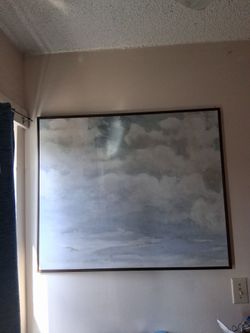 Large Framed Cloud Landscape Painting