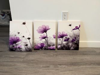 Purple flower canvas wall art