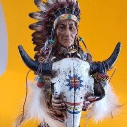 Chief INDIAN Statue Mdf 17" Tall New