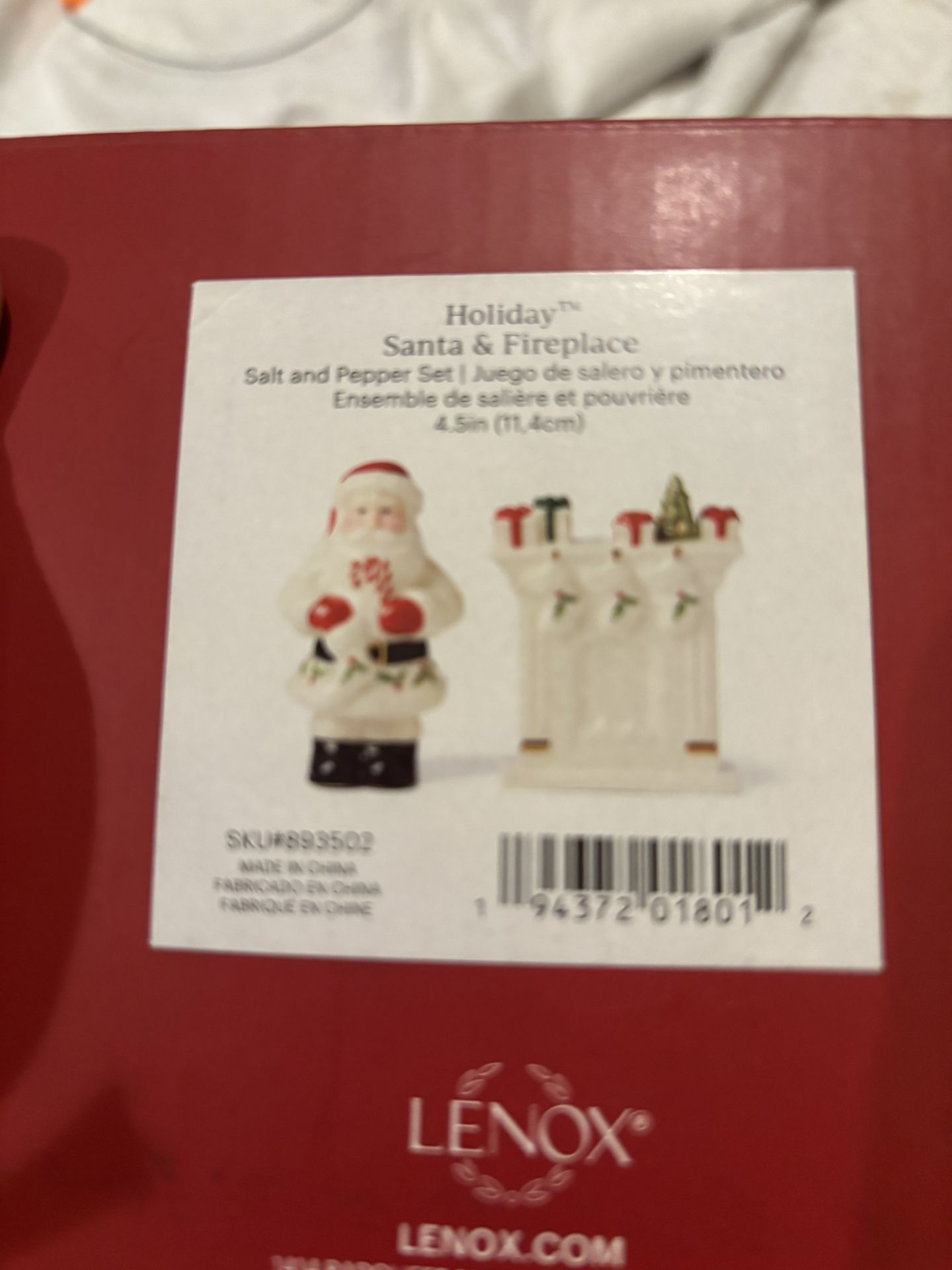 Lenox Santa Fireplace Salt & Pepper Shakers New In Original Box