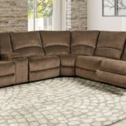 Brand New Brown Super Plush Power Reclining Sectional Sofa 