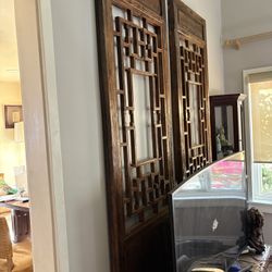 Old Chinese Three decorative wooden doors