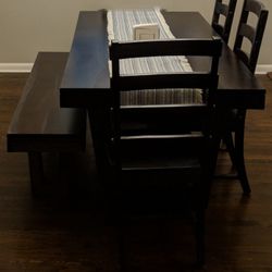 Emerson Dining table + Bench and Chairs