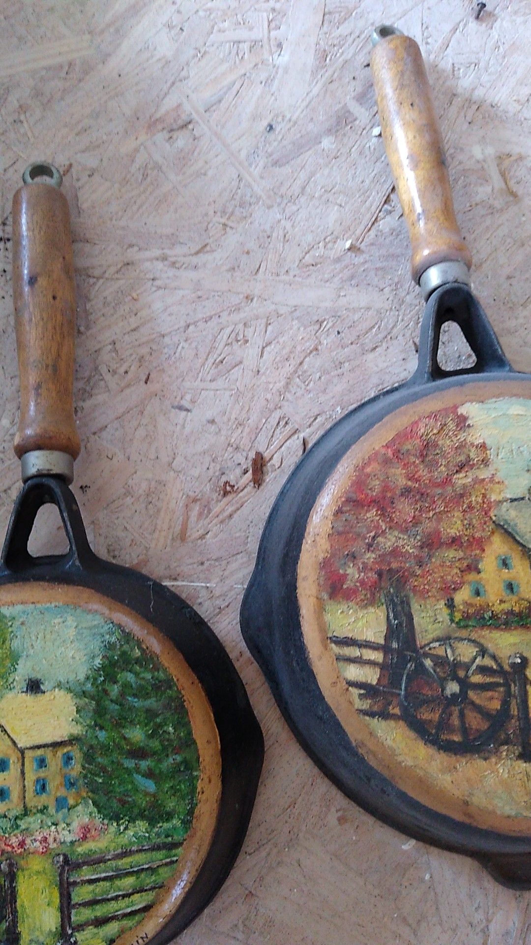 Antique cast iron frying pans