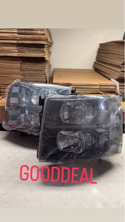Fit 07-13 Silverado black headlight headlamp light
