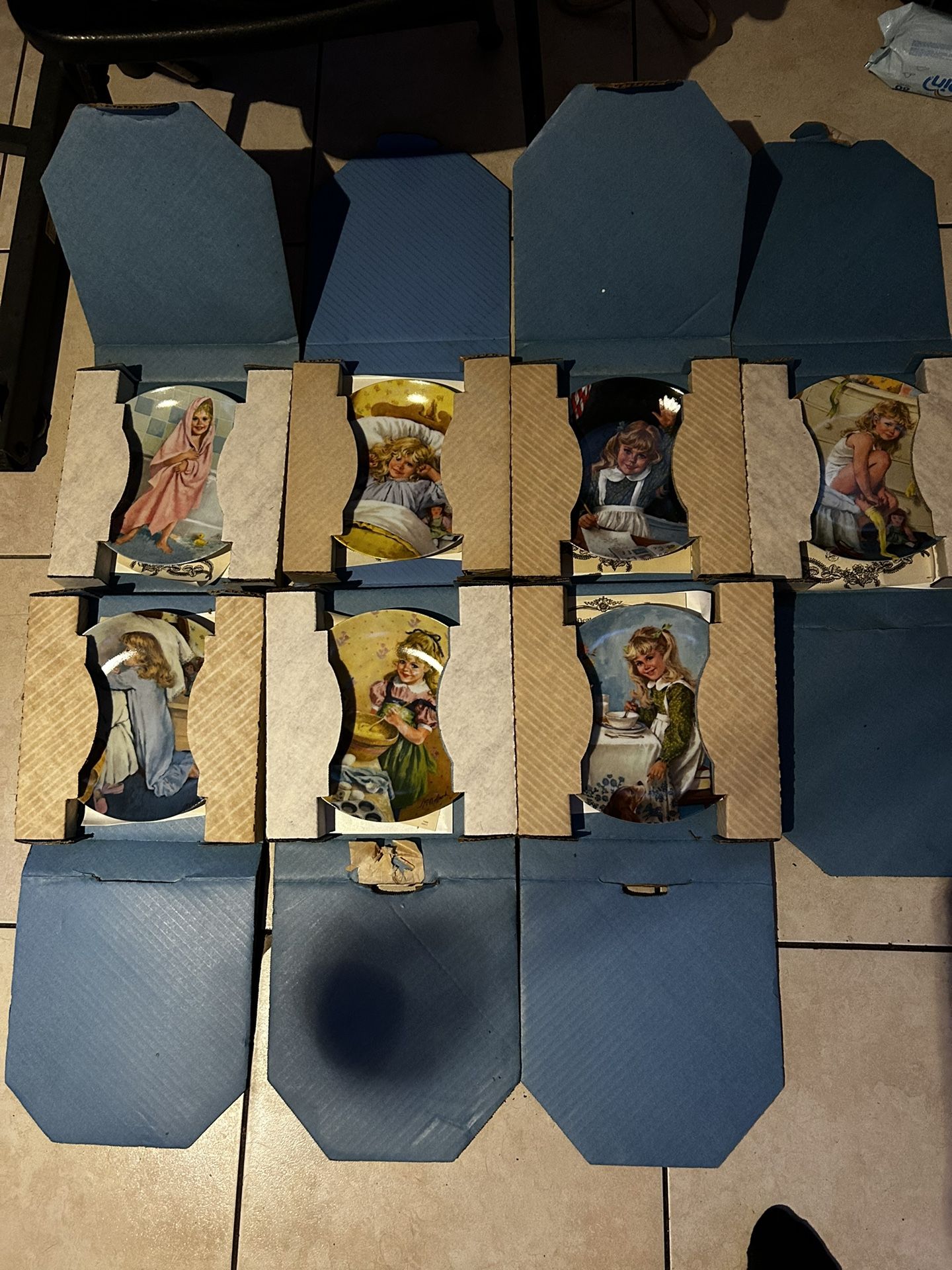 Becky's Day Complete Set 7 Collectors Plates John Mcclelland Reco