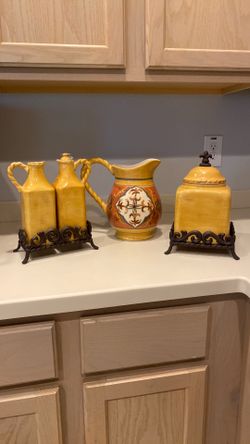 3 for $40 - Artimino Tuscan Countryside collection canister pitcher and oil & vinegar set server