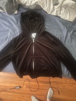Juicy Couture Black Velour Zip-Up Hoodie