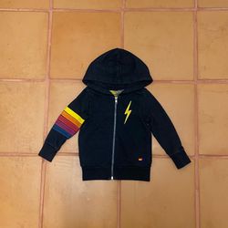 Aviator nation 5 stripes bolt kids zip up hoodie size 2