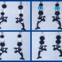 Tokitae Lolita Orca Killer Whale Hand Painted Earrings 