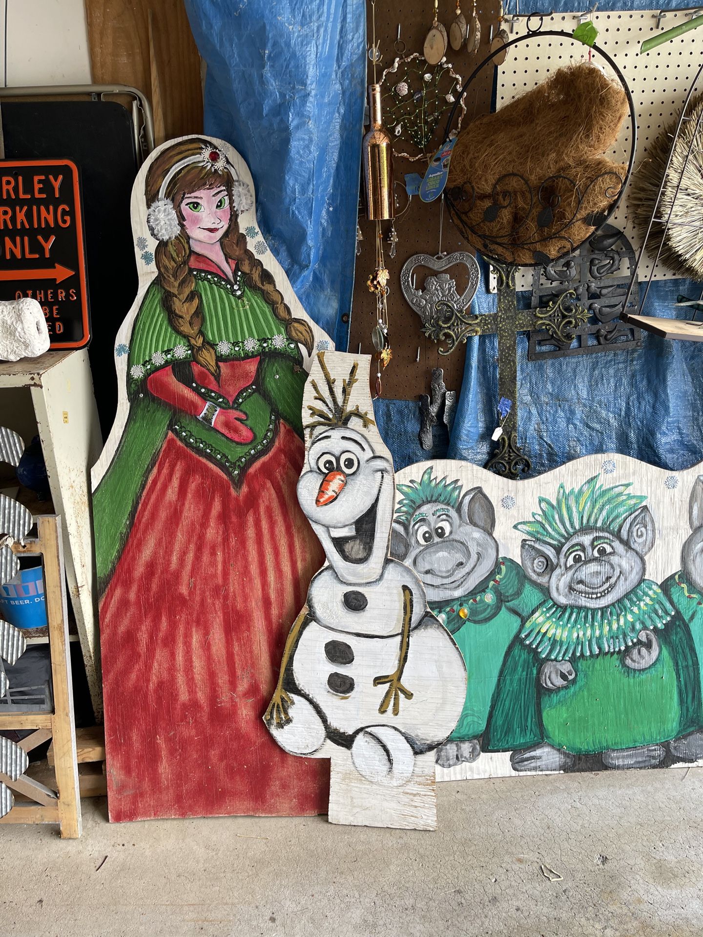 Hand painted Frozen Yard Art