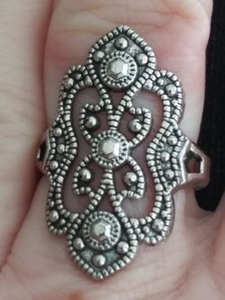 VTG.Silver Plated ORNATE ring~ sz7