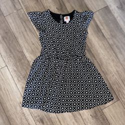 Girls Total Girl Black And White Geometric Polyester Dress Size 6/7