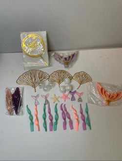 Glitter Mermaid Cake Topper Happy Birthday Cake 30 pieces.   (AB)