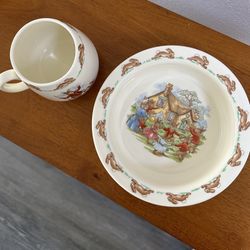 Royal Doulton Tableware Bunnykins Dish and Mug Bone China Vintage  