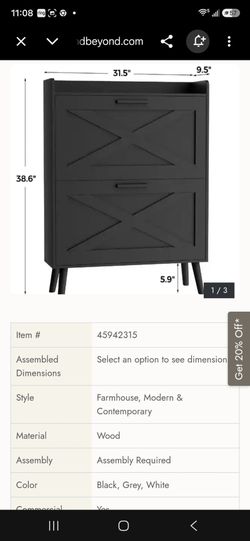 Farmhouse 2-Drawer Wood Dresser Black