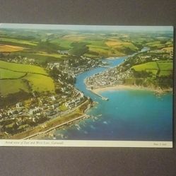 Aerial East West Looe Cornwall T. Snell John Hinde 1950's 1960's Vintage Collectible Postcard Post Card PC