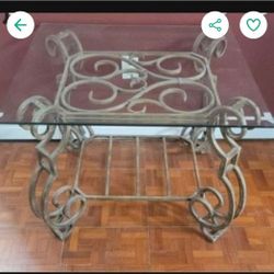 Glass Iron End Table Great Condition 