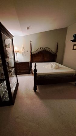 Elegant Solid Wood Bedroom Furniture Set – King Bed and Armoire