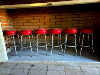 6 Red Bar Stools
