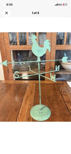 Vintage Metal Rooster Weather Vane Tabletop Spinner Rustic Farmhouse Decor 15.5”