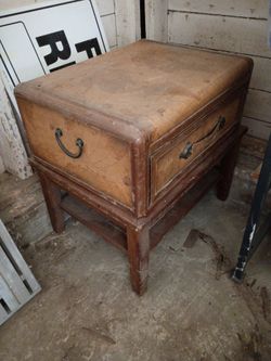 Old world map in table with drawer