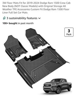 3W Floor Mats for 2019-2024 Dodge Ram 1500 Crew Cab New Body (NOT Classic Models)