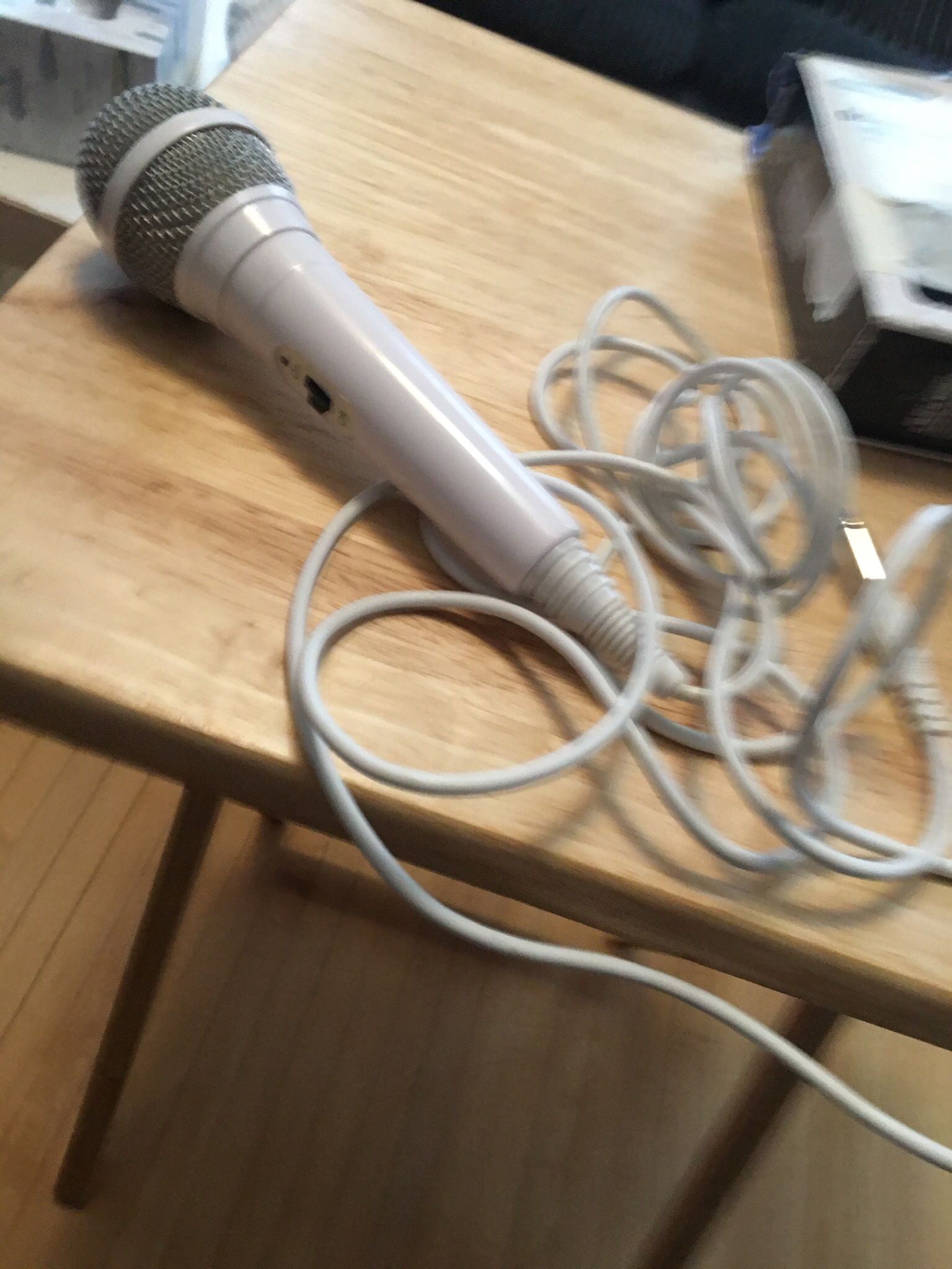 white karaoke microphone