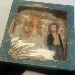 Antique Doll Porcelain Happi Time Wedding Groom And Bride Rare