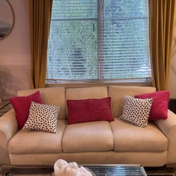 Cream Colored Loveseat And 3 Seat Sofa Set