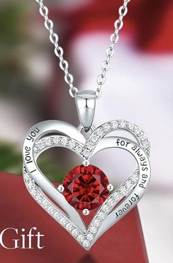 925 Silver Birthstone Heart Necklace BRAND NEW