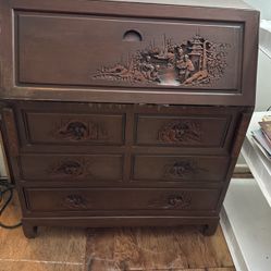 Cherry Wood Ladies Desk And Chair 