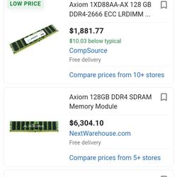 Axiom Ram, 128gb, Ddr4, 2666 Ecc, Lrdimm For Hp