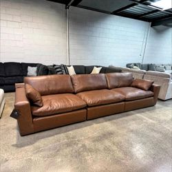 EXCLUSIVE] Emilia Caramel Leather 3-Piece Sofa