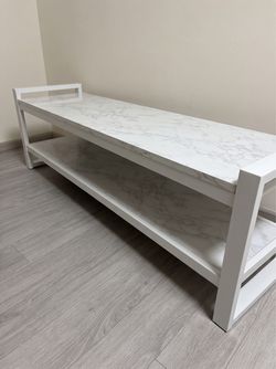Modern White Faux Marble TV Stand / Console (65 inch) – Delivery Available!