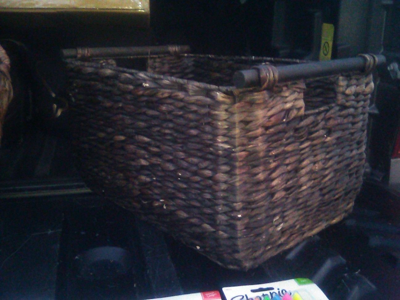 Pair of brand new wicker baskets with handles. Strong, durable for heavy weight